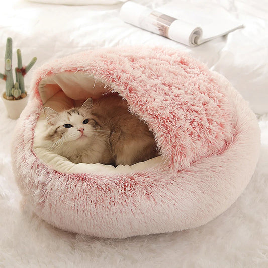 Cozy Plush Pet Bed with Cover – Warm Sleeping Cave for Cats & Small Dogs